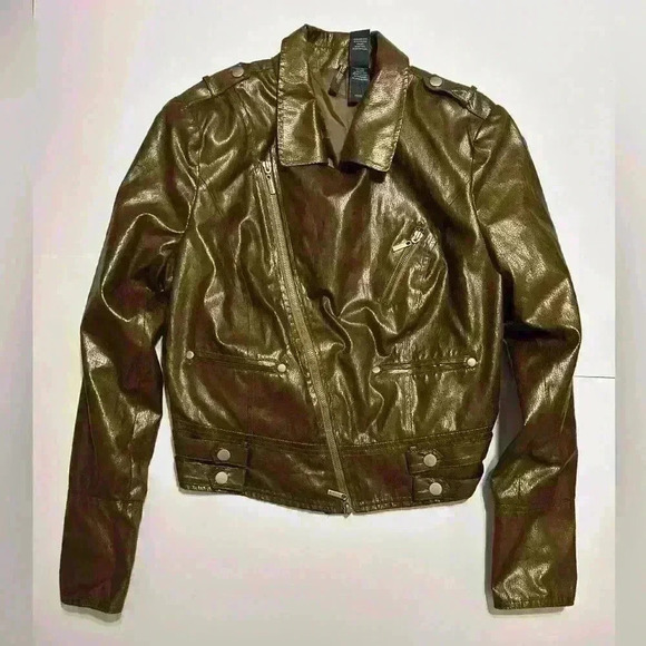 Bisou Bisou Jackets & Blazers - NWT Bisou Bisou Moto Jacket Copper Faux Leather
